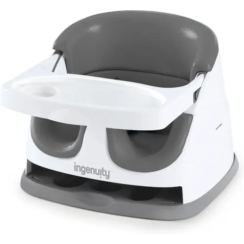 Ingenuity Baby Base 2-in-1 Booster Feeding and Floor Seat with Self-Storing Tray - Slate