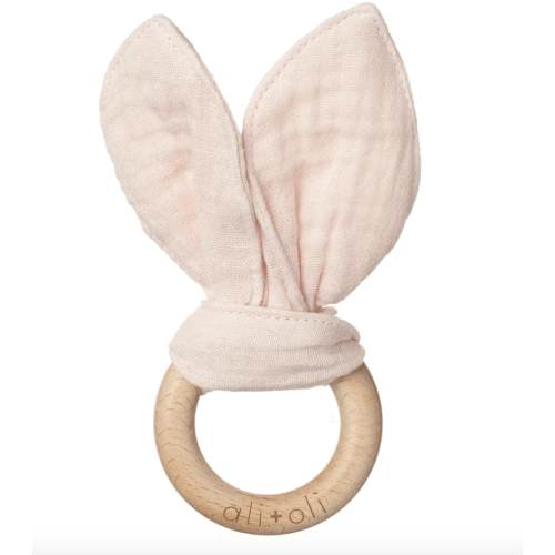 Crinkle Bunny Ears Wooden Teether