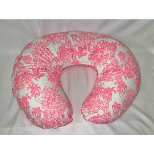 Nursing Pillow Cover - Breastfeeding Pillow Cover - Palm Beach Pink Toile Feeding Pillow Cover - Photo Prop Pillow Cover