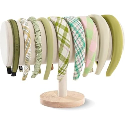 ProCase Headband Holder Organizer for Girls Women, Velvet Headband Stand for Storage Display -Beige, 1 Pack