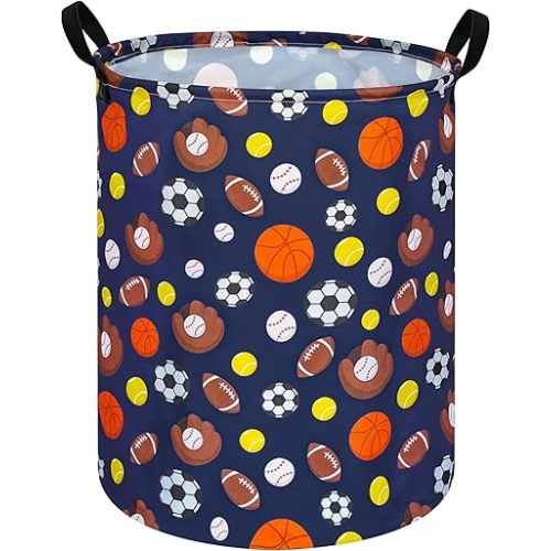 Kids Hamper Football Storage Bins Organizer Toy Box Laundry Basket Large Canvas Collapsible Chest for Home/Dorm/Office/Closet/Shelf/Gift Baskets Room Decor