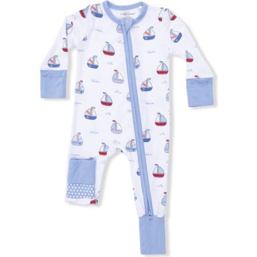 Bubbly Sailboats Convertible Footie, 3-6M