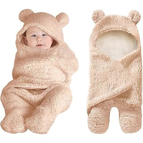 XMWEALTHY Cute Newborn Baby Boys Girls Blankets Plush Swaddle Blankets Brown