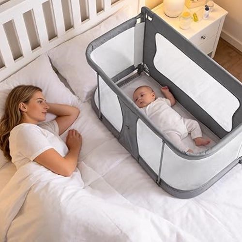 Co Sleeper for Baby in Bed, Baby Bassinet Bedside Sleeper, Portable Crib for Baby, Washable, Breathable Mesh | Height-Adjustable Frame