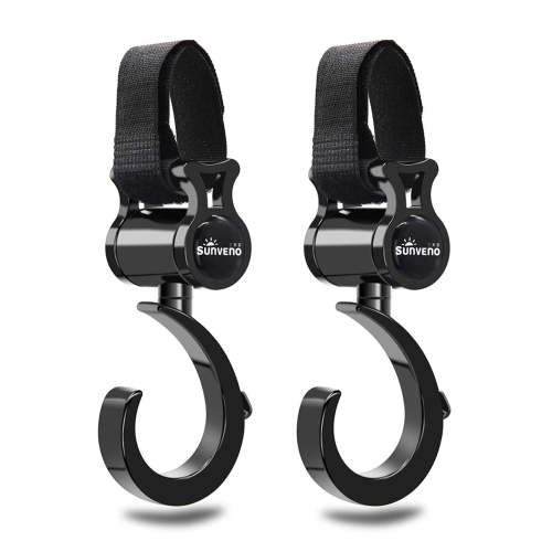 Sunveno Multi Purpose Hooks Stroller Hooks, 2 Pack, Black