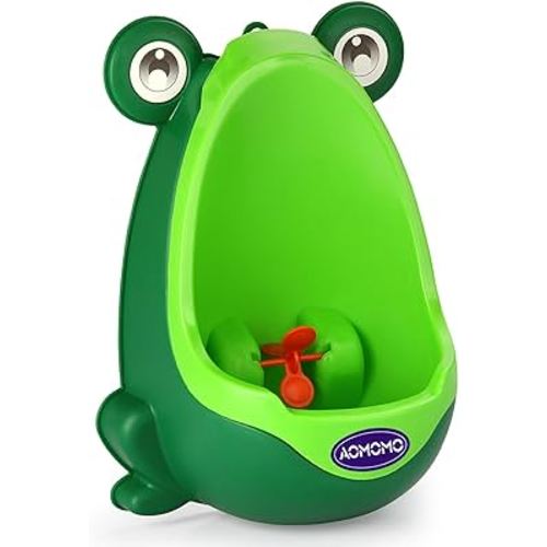 Toddler Urinal for Boys, Frog Potty Training Toilet with Spinning Target, Ages 1-6 (Green)