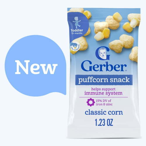 Gerber Toddler Snacks, Classic Corn Puffcorn Snack, Kernel Free, Toddler Food 1.23 oz