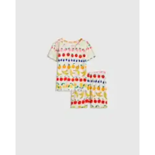 Bamboo Short Sleeve and Shorts Pajama Set - Baby 9-12M in Fruit Stripe