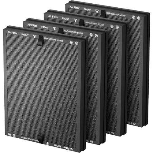 4 Packs HAP602 Replacement Filter Compatible with ECOSELF HAP602 HAP602WF Air Cleaner Purifier, 3-in-1 Filtration of Pre-Filter & Activated Carbon Filter