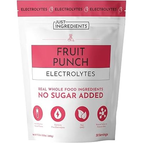 Fruit Punch Electrolytes – 30‑Serving Hydration Drink Mix with Coconut Water, Sea Salt, and Trace Minerals – Supports Hydration, Recovery, and Electrolyte Balance*