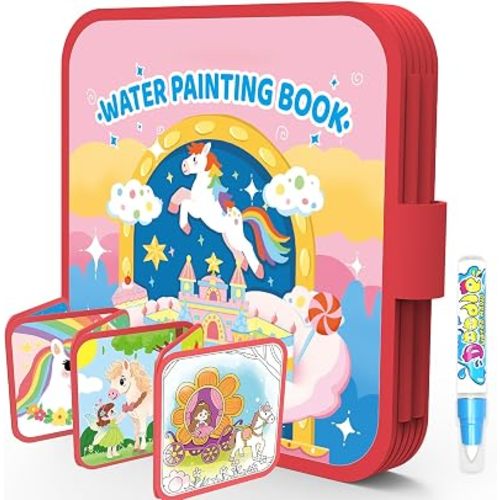 K'ONLE Reusable Water Painting Books, 10 Pages Pony Coloring Books