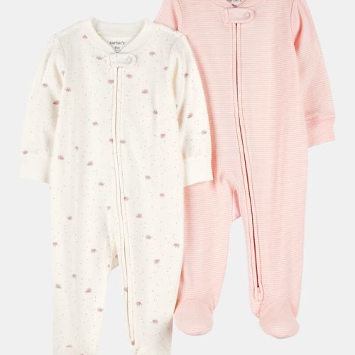 Baby Girl 2-Pack 2-Way Zip Cotton Sleeper | Carter’s Oshkosh Canada