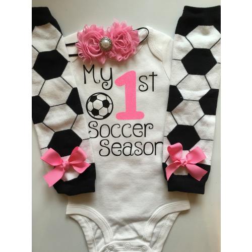 Baby Girl Soccer Day Outfit - My 1st Soccer Season outfit- Soccer baby outfit - personalized baby outfit - baby girl photo prop