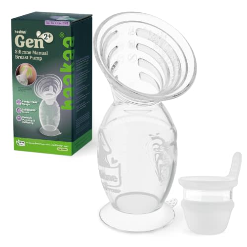 haakaa Gen.2 Plus Manual Breast Pump, 5oz/150ml with Spill-Guard Insert Set | Patent Pending, Spill-proof, Premium Silicone Made, Portable & Flexible, Multi-Ring ComfortCARE, On-the-Go, BPA-Free