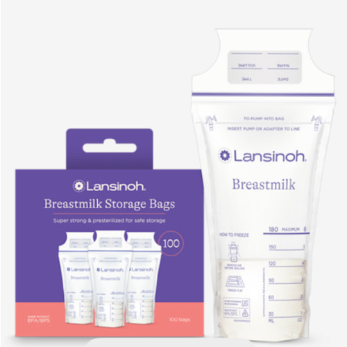 Lansinoh Breastmilk Storage Bags, 100 Count, Baby Essentials, Fast Freeze & Thaw Breast Milk Bags for Baby Bottle Feeding, Superior Strength & Stretch, 6 Ounce