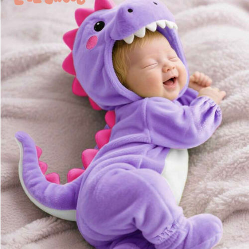 SHEIN Newborn Cute Funny Crystal Plush 3D Dinosaur Shaped Romper, Long Sleeve & Pants Jumpsuit Baby Girl Dinosaur Clothes