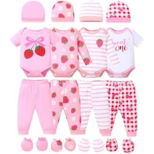 NZRVAWS Baby Girl Clothes Preemie Newborn Layette Essential Outfits Gift Infant Bodysuits Pants 20 Pieces 0-12 Months