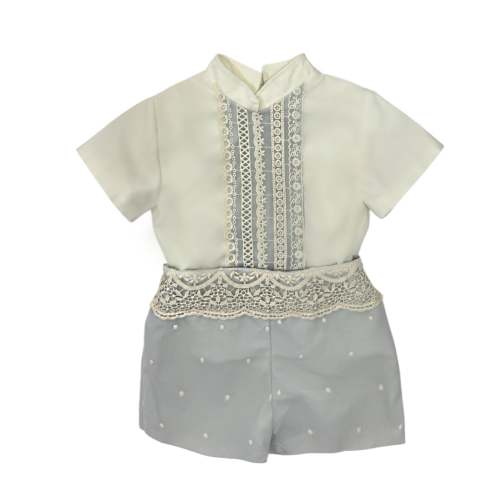 Aurora Boy Dusty Blue/Ivory 2-piece Set