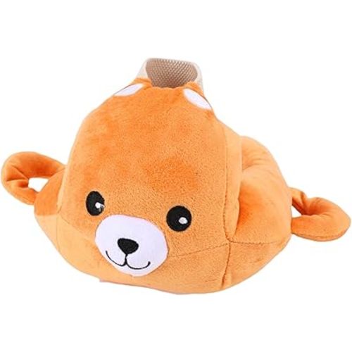 Plush Baby Bottle Holder Pillow, Hands Free Feeding Nursing Assistant, Ergonomic Bottle Support Cushion, Soft Animal Cover Protector, Machine Washable for Newborns (Bear Pattern)