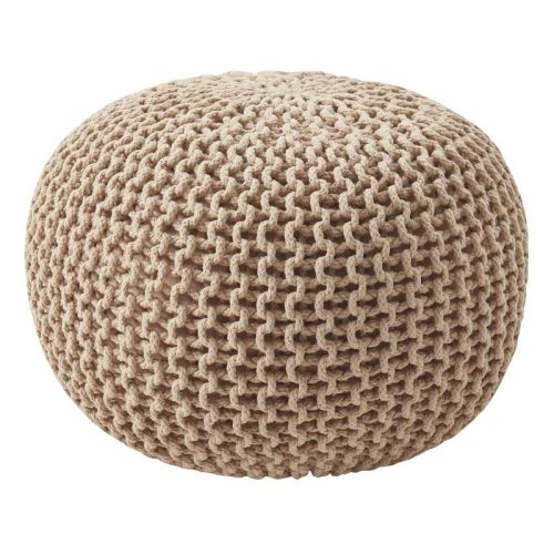 Round Pouf Foot Stool Ottoman by Sweet Home Collection - Taupe