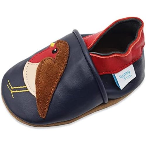 Dotty Fish Soft Sole Leather Baby Shoes - Barefoot, Non-Slip, Unisex