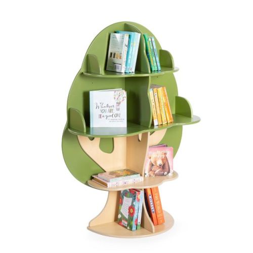 Guidecraft Kids Tree Bookshelf: Library Bookcase, Toddler Book Shelf, Green Wood 4 Tier Bookshelf, Nursery Furniture Decor, Bedroom & Playroom Storage