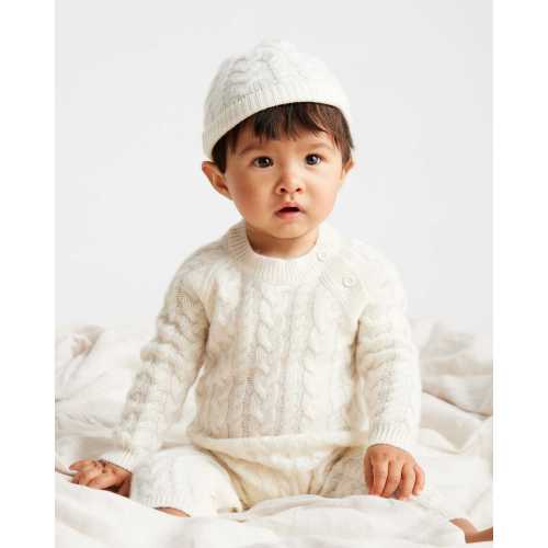 Washable Cashmere Cable One Piece & Hat Set