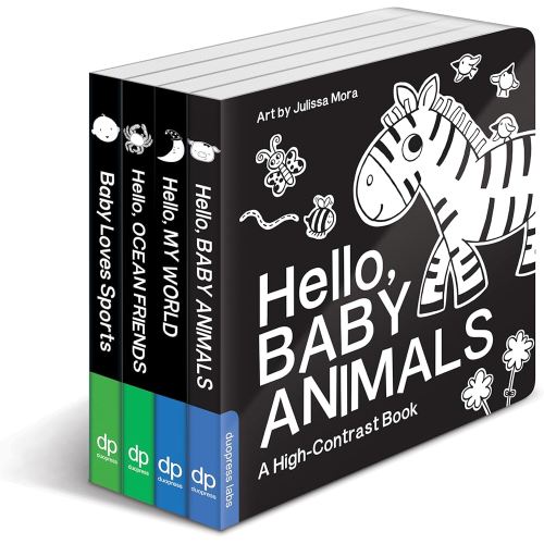 High Contrast Baby Book Set: 4 Board Books for Newborns
