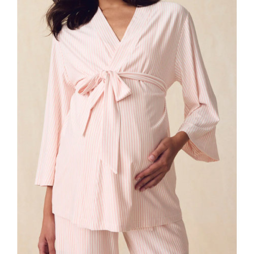 LAKE | Women | DreamModal® Pajamas | English Rose Pencil Stripe Maternity Kimono Bundle