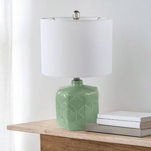 Lalia Home 19" Ceramic Eyelet Pattern Floral Textured Table Lamp with White Fabric Shade