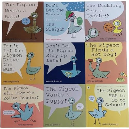 9PCS Pigeon Books Dont Let The Pigeon Drive The Bus Book Series Set, Pigeon Books Collection for Kids