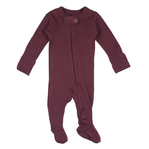 Plum | Organic Zipper Footie Preemie-NB