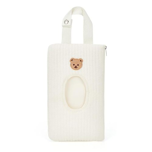 Quilted Baby Wipe Holder Quilted Wipe Pouch Portable Hanging Floral Wet Wipes Bag for Car, Stroller
