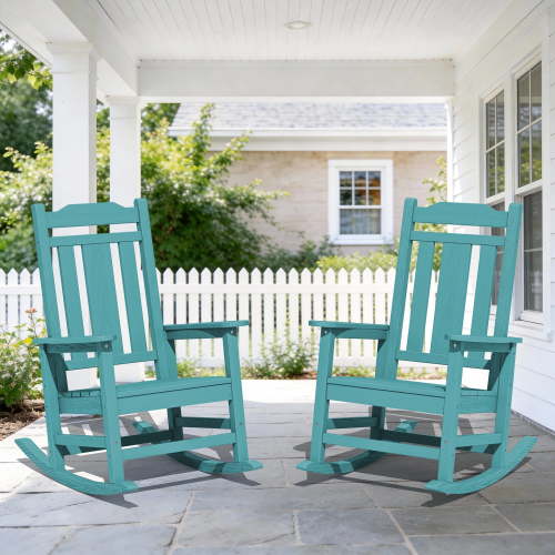SERWALL Oversize Rocking Chairs Set of 2, Outdoor Rocker for Porch, HDPE Rocking Chairs