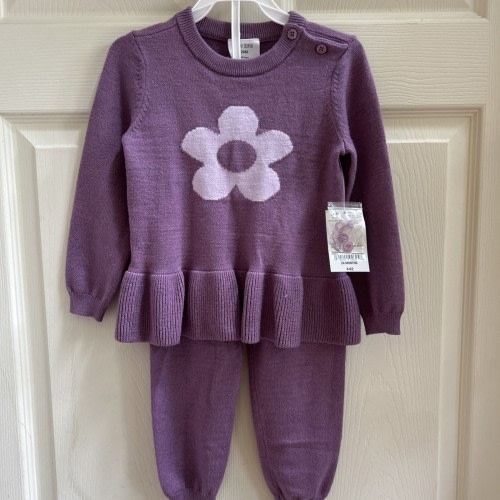Toddler 24M Purple Girls Two-Piece Set Sweater Shirt With Leggings ￼