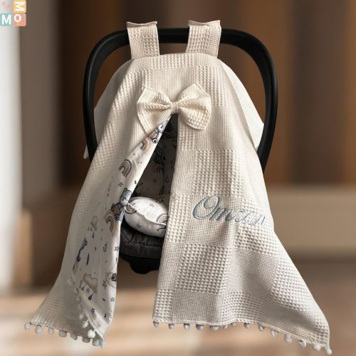 Cotton BABY Car Seat-canopy-stroller Cover and Seat Cushion Cover – Teddy Bear Rainbow Motif - Etsy