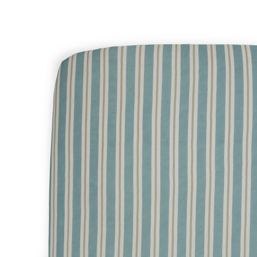 Stretch Knit Crib Sheet - Blue Vintage Stripe