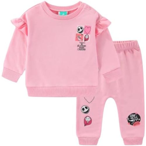 Disney Nightmare Before Christmas Jack Skellington Sally Baby Girls Pullover Sweatshirt and Pants Set for Newborn Infants