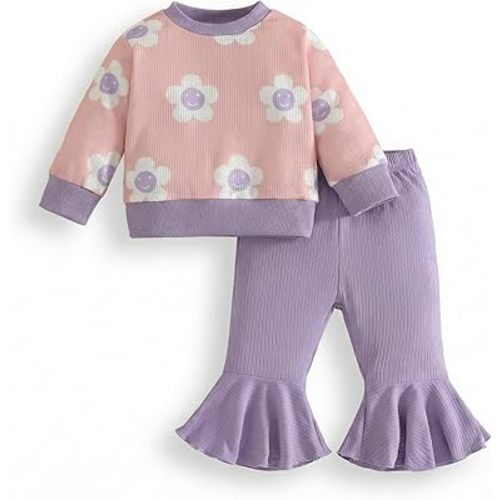 Toddler Girl 2-piece Clothes Set Infant Girl Cotton Long Sleeve Shirt and Pant Fall Winter Outfit for Baby Girl