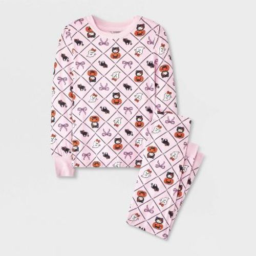 Baby Girls' Halloween 2pc Hello Kitty Viscose Snug Fit Pajama Set - Pink 12M