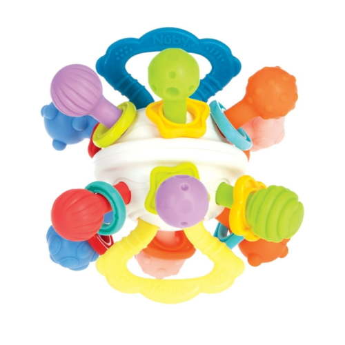 Nuby Textured Twist Baby Teether Toy with Colorful Rattle
