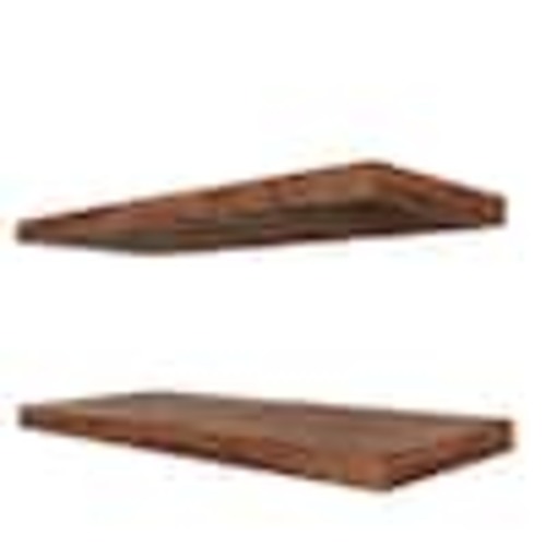 Sorbus Solid Wood Floating Shelves, 24 in. W x 9 in. D Walnut Wood Decorative Wall Shelf, Set of-2 100% Premium Solid Pine WD-FLS-BRN