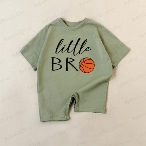 LITTLE BRO Baby Basketball Green Romper
