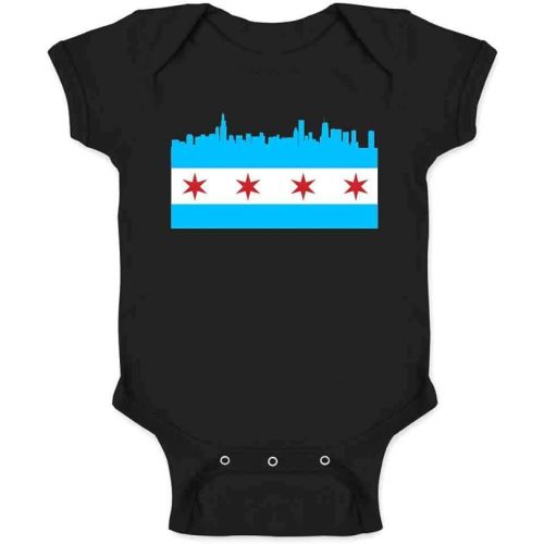 Pop Threads Chicago City Flag Skyline Retro Vintage Infant Baby Boy Girl Bodysuit