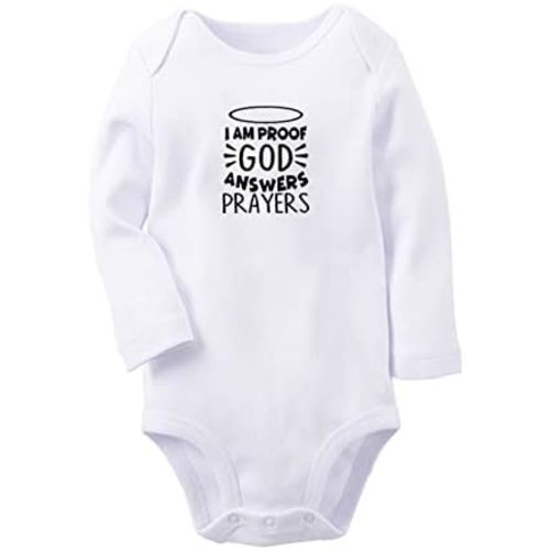 I am Proof God Answers Prayers Funny Rompers Newborn Baby Bodysuits Infant Jumpsuits Outfits Long Sleeves Clothes