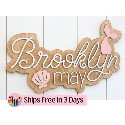 Custom wood name sign | Boho name sign | Girl Name Sign | Above crib sign | Baby shower gift | Shell room decor | Mermaid room decor