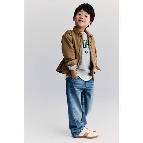 DENIM BLUE LOOSE-FIT BARREL JEANS