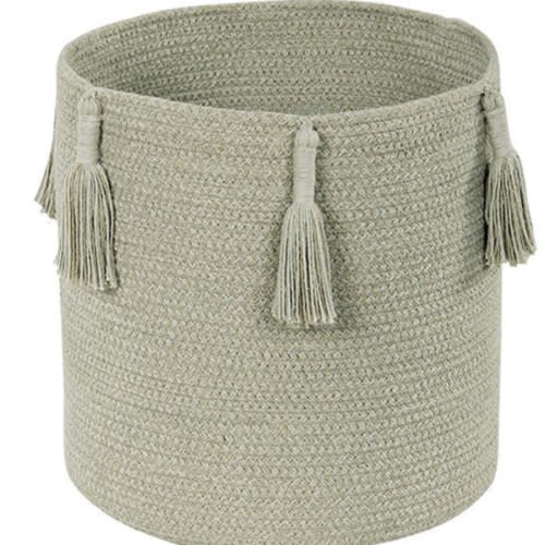 STORAGE BASKET FRINGES WOODY - OLIVE
