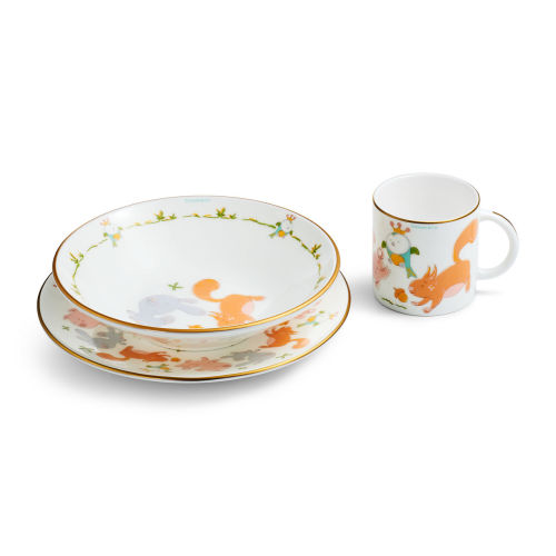 Tiny Tiffany Land Animals Baby Dish Set in Bone China, Set of Three