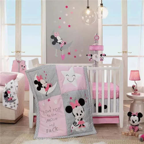 Lambs & Ivy - 4Pk Disney Baby Minnie Mouse Nursery Crib Bedding Set, P